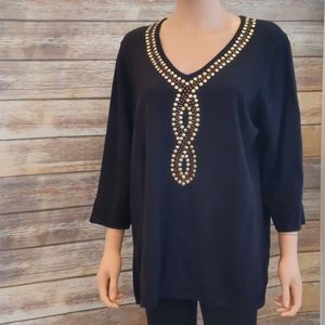 Quacker Factory Black V-Neck Sweater